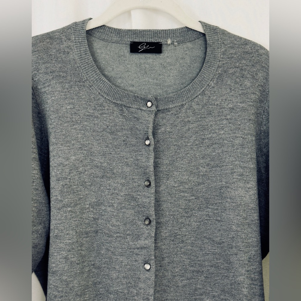 Cyrus Heather Gray 3/4 Sleeve Button Up Cardigan Sweater XL Excellent Condition - Picture 2 of 8